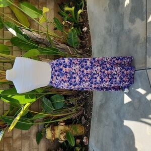 Lularoe blue pink purple floral maxi skirt extra extra small